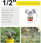 1/2"（DN15） Brass Mist Nozzle Thread Mist Nozzle for Lifting Garden Bed Backyard Outdoor Cooling System（Pack of 5） Fan-Shaped Double Spray Belt Filter 5pcs - Image 4