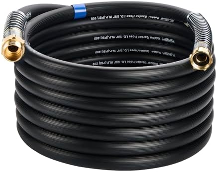 5/8 IN. × 50FT. Heavy Duty Rubber Garden Hose, High Flow 5/8" I.D. Brass Fitting No Memory Durable Heavy Duty Water Hose for Watering, Irrigation, Water Transfer Pump by Flaronro