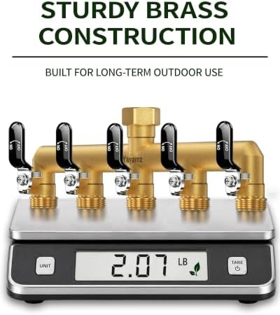 5-Way Garden Hose Splitter, Heavy-Duty Brass, 3/4" GHT, Black - Image 5