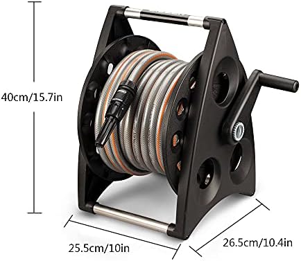 Professional Garden Hose Reel,Free Standing Or Wall Mounted 1/2" Hose 30Metre 65 Feet, Accessory Kit with Nozzle & 3/4" Inch Tap Fitting.Black-20m Hose Reel Set - Image 2