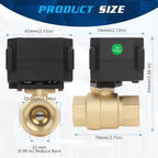 3/4" Motorized Ball Valve Brass - 2 Wire Auto Return Electric Water Valve normally closed with Full Port, 110-230V AC Automatic Ball, IP67 - Image 3