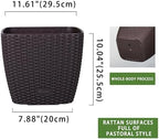 Dexceder 11x10 Self Watering Planter (Brown Rattan) - Image 3