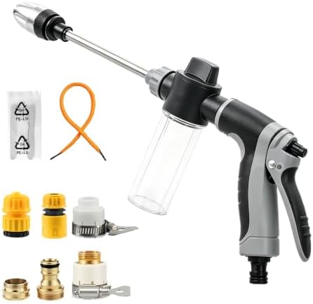 High Pressure Hose Nozzle, Pressure Washer Gun with 360° Rotating Head, 4 Adjustable Spray Modes Power Washer Nozzle for 3/4" Garden Hose, Suitable for Car Yard Patio Pets Washing (C) by Unknown