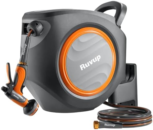 Ruvup Garden Hose Reel 5/8"x100ft Retractable Water Hose With Metal Bracket by Ruvup