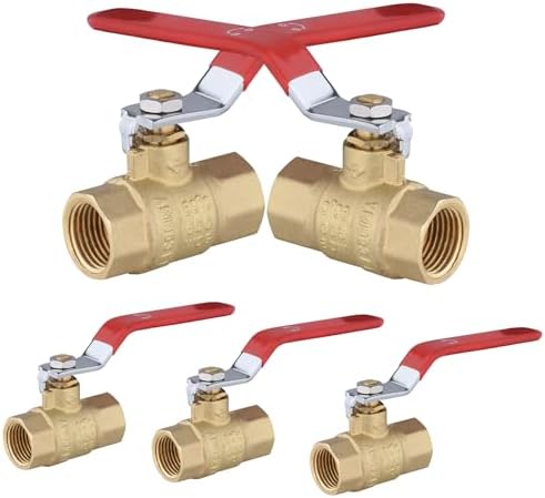 5PCS GUOFIS 1/2" Full Port Brass FIP Ball Valve,600 WOG Valve,Red Handle by GUOFIS
