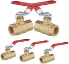 5PCS GUOFIS 1/2" Full Port Brass FIP Ball Valve,600 WOG Valve,Red Handle by GUOFIS