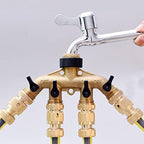 4-Way Heavy Duty Hose Splitter, Brass Garden Hose Adapter, Spigot Splitter & Water Manifold Connector, G3/4 Threads for Outdoor Faucet Watering - Image 3