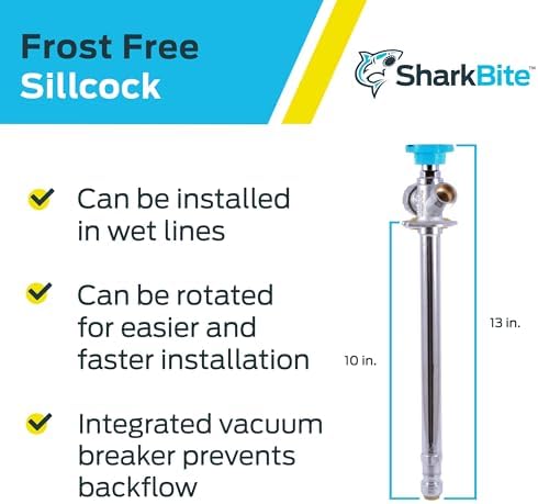SharkBite 10 Inch Frost Free Sillcock, 1/2 x 3/4 Inch MHT, Push to Connect Brass Plumbing Fitting, PEX Pipe, Copper, CPVC, PE-RT, HDPE, 24629LF - Image 4