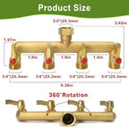 Brass Garden Hose Splitter 2/3/4 Way, Hose Splitter with Metal Shutoff Valve, Heavy Duty Outdoor Faucet and Garden Connector, Brass Extension Handle, 3/4” GHT Threads - Image 2