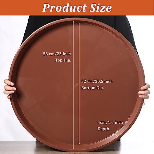 Eccliy 6 Pack Plastic Plant Saucer, Round, 23 Inch, Terracotta - Image 2