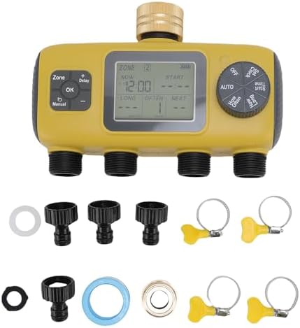 Lawn Irrigation Timers 4 Zone, Programmable Water Timer for Garden Hose with Rain Delay, Smart Automatic Watering System, Easy Set Sprinkler Timer for 3/4 1/2 Faucet Outdoor Yard - Image 6