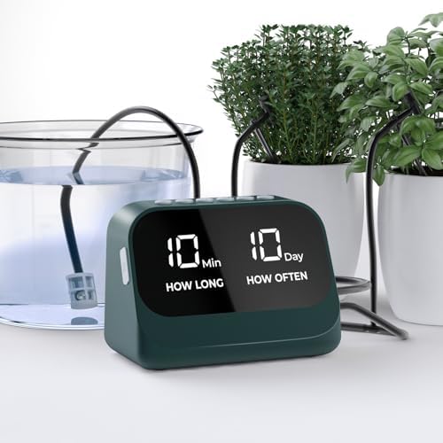 Automatic Watering System for Potted Plants, Plant Waterer, DIY Drip Irrigation Kit with Smart Timer, Waterproof LED Display & Large Capacity Battery, Precise Distribution of Water (Green) by YY+YITIKA