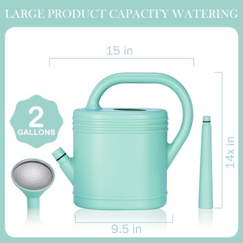 2 Gallon Watering Can for Indoor Plants, Garden Watering Cans for Outdoor Plant House Flower, Modern Plant Watering Can Large Long Spout with Sprinkler Head - Image 2