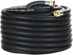 Guitrees 90FT 5/8 Heavy Duty Rubber Garden Hose - 300psi Working, 1000psi Burst - Hot/Cold Water - Five-Layered Braiding for Durability - Versatile for Gardening, Agriculture, Construction(Black) by Guitrees