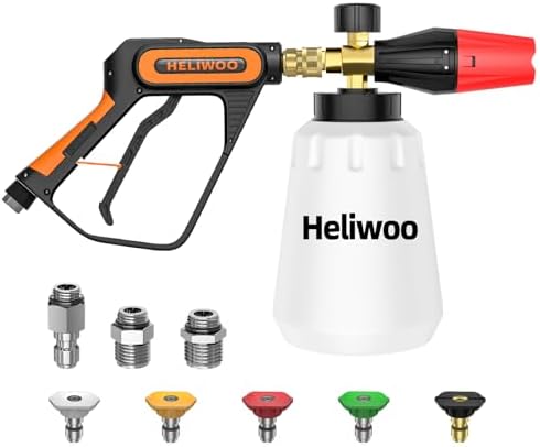 Short Pressure Washer Gun with Foam Cannon by Heliwoo