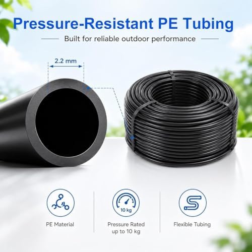 Tubing Drippers Garden Irrigation Kit for Raised Garden Bed/Havc/Potted Plants, Outdoor Misting Cooling System(H 8 in(20cm) Nozzle,L 49ft(15m)) - Image 3