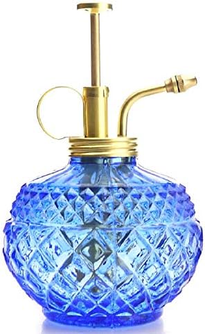 Plant Mister- Blue Color Glass Bottle & Brass Sprayer (Matt Gold) - Image 3