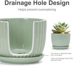 Flower Pots,Ceramic Plant Pots with Drainage Holes Set of 3（Light Green） - Image 4