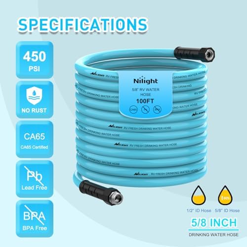 Nilight RV Water Hose 100FT Garden Drinking Hoses with Storage Bag - Image 6