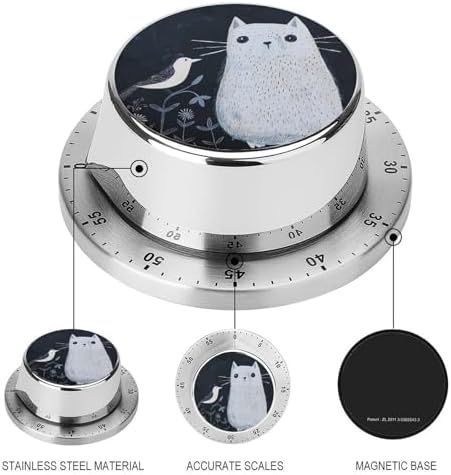 Mechanical Kitchen Timers for Cooking,Indigo Animal Printed 60 Minute Magnetic Countdown Timer,Cute Cooking Timers with Alarm,Stainless Steel Time Timer Manual No Batteries Required - Image 3