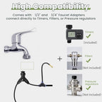 100FT Smart Drip Irrigation System with Water Timer – Automatic Garden Watering System with 360° Bendable Hose & 24 Adjustable Nozzles for Garden, Yard, Lawn,Compatible with 3/4" & 1/2" Hose - Image 7