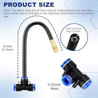 Upriver 30 Pcs Brass Misting Nozzles Tee with 8 Inch Built in Hose for 0.315"/8 mm Tubing, 360° Rotation Adjustable Water Mister Nozzle Thread Sprayer for Garden Watering System - Image 2
