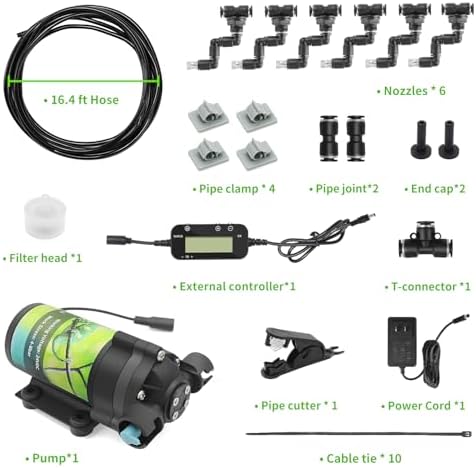 Reptile Misting System with Timer, 6 Adjustable-Joint Nozzles, Self-Priming Pump, Quiet Fine Mist for Chameleons, Geckos, Frogs & Terrariums - Image 2