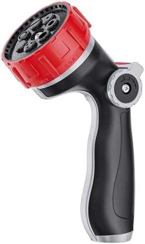FANHAO Professional Garden Hose Nozzle Heavy Duty Metal, Thumb Control Spray Nozzle with 7 Patterns, High Pressure Water Nozzle with 3 Adjustable Jet Modes for Car Wash, Watering Lawn and Pets by FANHAO