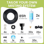 85FT Mister for Outside Patio Misting Cooling System, 85FT (26M) Misting Line+26 Brass Mist Nozzles+Water Filter, Outdoor Mister System for Garden Greenhouse Trampoline Waterparke - Image 2