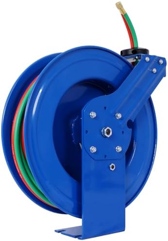 Geelife Welding Hose Reel Retractable 1/4 Inch x 50ft Twin Oxygen Acetylene Rubber Hoses Heavy Duty Industrial Single Arm - Image 5
