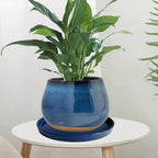 Yukfona Ceramic Plant Saucer Tray 2 Pcs 12 Inch Blue, 12.5" OD x11.9 ID x1.6 Deep| Fits Flower pots Bottom≤ 11.9", Heavy Duty Glazed Round Planter Drip with Catch Basin for Indoor Outdoor Plants - Image 6