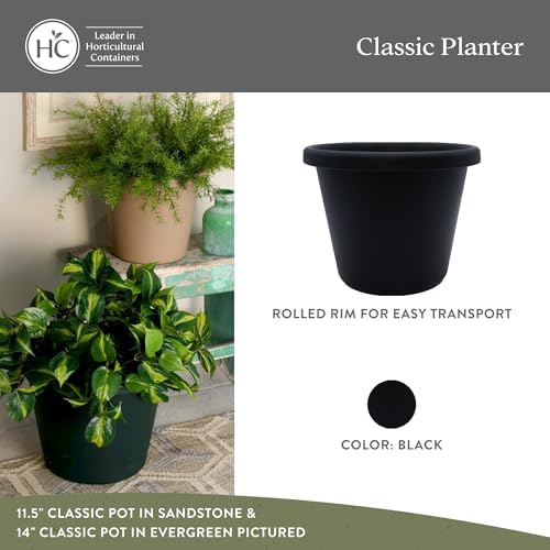 The HC Companies Classic Round Planter Pot, 20 Inch, Black, 2-Pack - Image 2