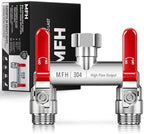 MFH 2-Way Garden Hose Splitter, 304 Stainless Steel, Red by Unknown