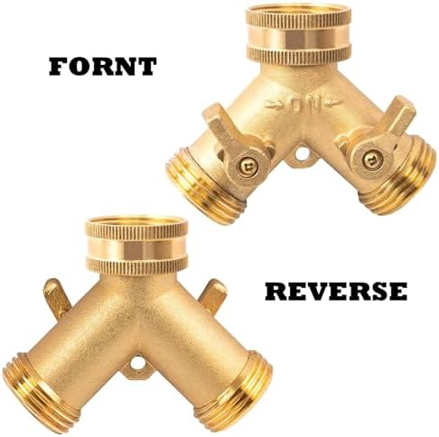 Garden Hose Splitter 3/4 Inch 2 Way Brass Garden Hose Splitter Y-Type Tap Watering Connector Distributor for Outdoor Faucet - Image 2