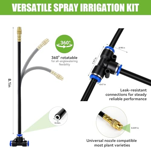 200FT 360° Adjustable Drip Irrigation Kit System for Garden Sprinklers for Yard Garden Watering System with 32 Nozzles Raised Bed Greenhouse Plant Watering Devices Misting System - Image 5