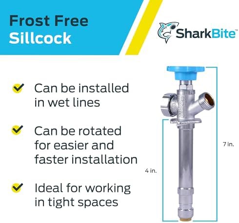 SharkBite 4 Inch Frost Free Sillcock, 1/2 x 3/4 Inch MHT, Push to Connect Brass Plumbing Fitting, PEX Pipe, Copper, CPVC, PE-RT, HDPE, 25743LF - Image 4