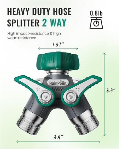 RAINPOINT Garden Hose Splitter 2 Way Heavy Duty, 3/4'' Connector Water Hose Bib Y Spigot Splitter with Shut-Off Valve, 100% Metal Body Outdoor Water Faucet Adapter Fittings (2 Pack) - Image 6