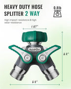 RAINPOINT Garden Hose Splitter 2 Way Heavy Duty, 3/4'' Connector Water Hose Bib Y Spigot Splitter with Shut-Off Valve, 100% Metal Body Outdoor Water Faucet Adapter Fittings (2 Pack) - Image 6