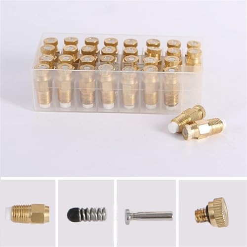 50pcs Misting Nozzles, High Pressure Atomizing Misting Sprayer, Brass Misting Nozzles Replacement Heads with Filter for Patio Lawn, Landscaping, 1/8" NPT(0.4mm(0.016'')) - Image 3