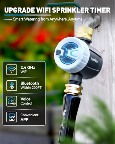 RAINPOINT WiFi Water Timer, Sprinkler Timer for Garden Hose, Smart Automatic Irrigation System with Brass Inlet for Yard, Lawn, APP Remote Control via 2.4Ghz WiFi and Bluetooth - Image 2