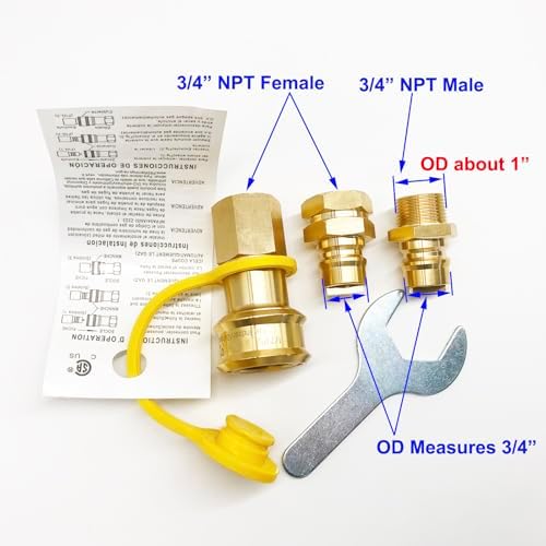 3/4" Female and Male Solid Brass Dual Fuel Generator Natural Propane Hose Quick Connect Disconnect Fittings Convert for Pipe Natural Gas Supply for Generators - Image 2