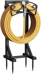 Garden Hose Holder Stand, Freestanding Metal Water Hose Storage Rack with Hooks for Outside Yard Lawn, Heavy Duty by niffgaff