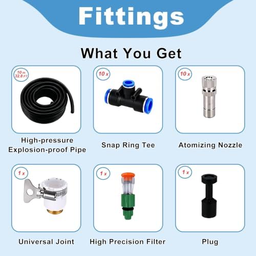 ERRULAN Commercial Misting Water Cooling System, Adjustable Water Flow Spray Kit for Restaurant, Bar, Café & Outdoor Seating, Heat Relief Cooling System - Image 3