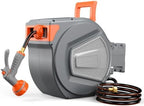 Auto Rewind Retractable Hose Reel, Wall Mounted with 180° Swivel, Multi-Function Spray Nozzle for Outdoor Watering - Image 2