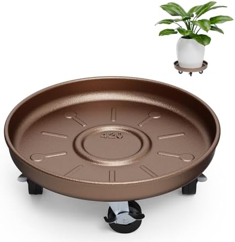 Plant Caddy With Wheels 16" Metal Plant Saucers for Indoors 420 Lb Capacity by PARSAGI