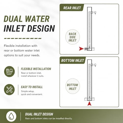 Outdoor Antize Faucet Hydrant, Vertical Garden Water Column with Hose Hook. Aluminum Alloy Pipe Free Stand. Side Bottom Inlet Irrigation Spigot for Yard Farm Cleaning. Weatherproof Design - Image 7