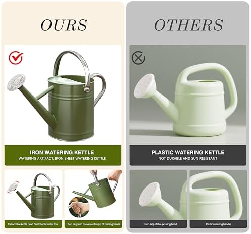 Metal Watering Can, 1 Gallon for Outdoor Garden Plants,EGreen - Image 4