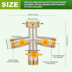 Hose Splitter 3 Way, High Flow Garden Hose Splitter, 3/4” Ght Inlet Brass Heavy Duty Hose Converter, water 3 Way Faucet hose splitter, Long Handle Hose Valve Large Outlet. - Image 5