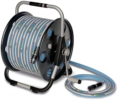 FITT Quantum durable, movable metal hose reel for floor or wall mounting, with durable, kink-proof and ultra-flexible NTS Water Hose 100-Feet x 5/8-Inch by FITT