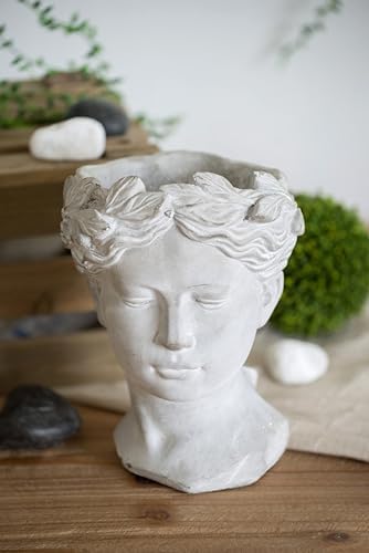 6" Greek Style Cement Head Planter, 6 Inch, Gray - Image 7